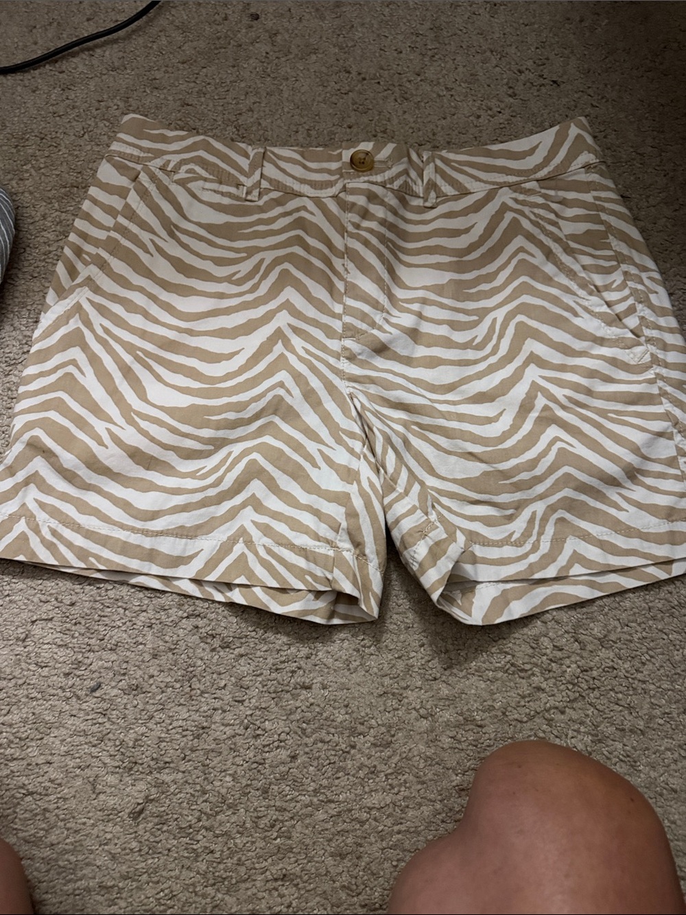 Banana Republic Tan and White Zebra-Print Bermuda Shorts